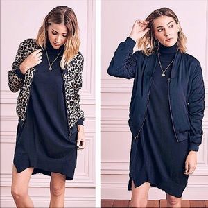 Stella & Dot Black and Leopard Reversible Bomber